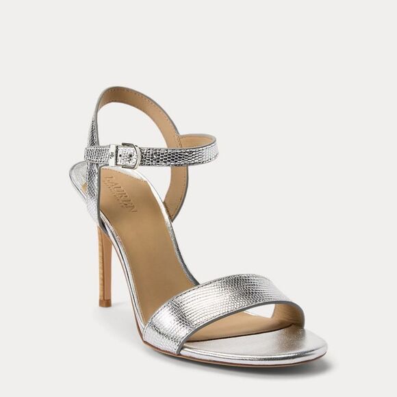 ralph lauren | Gwen Lizard-Embossed Leather Sandal - Picture 1 of 7